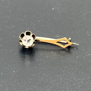 Antique Georgian Victorian Halley's Comet Claw Set Paste 14k Gold Brooch Pin